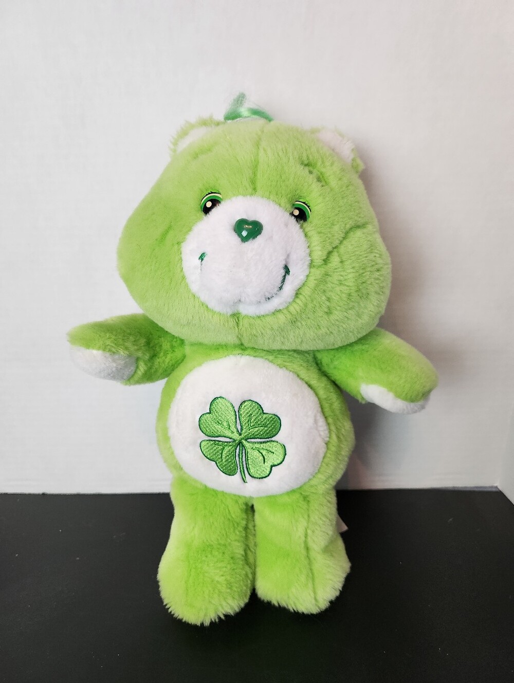 Vintage 2002 Care Bear Good Luck Bear Plush - Green Lucky Shamrock 🍀 ☘️
